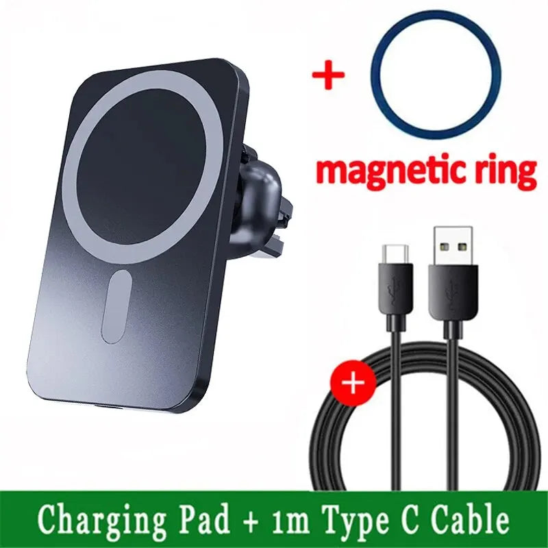 Support de Chargeur Magnétique Sans Fil pour Voiture pour iPhone 17 16 15 14 13 12 Pro Max Mini – Station de Charge Rapide pour Téléphone Portable