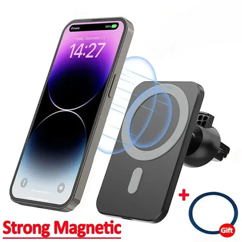 Support de Chargeur Magnétique Sans Fil pour Voiture pour iPhone 17 16 15 14 13 12 Pro Max Mini – Station de Charge Rapide pour Téléphone Portable