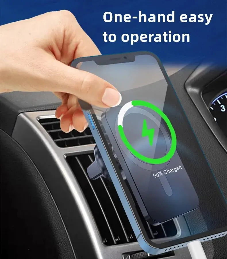Support de Chargeur Magnétique Sans Fil pour Voiture pour iPhone 17 16 15 14 13 12 Pro Max Mini – Station de Charge Rapide pour Téléphone Portable